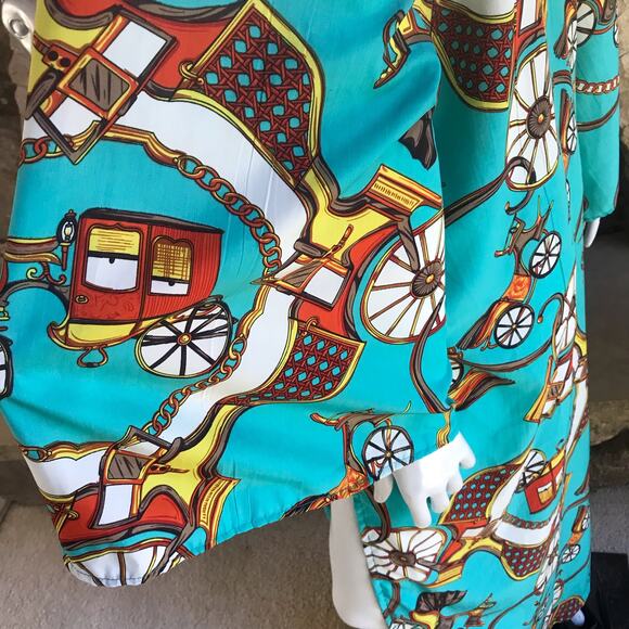Tuk Tuk Print Blue Double Slit Dress Wide Sleeves Women's One  Size (Medium) - Picture 5 of 5